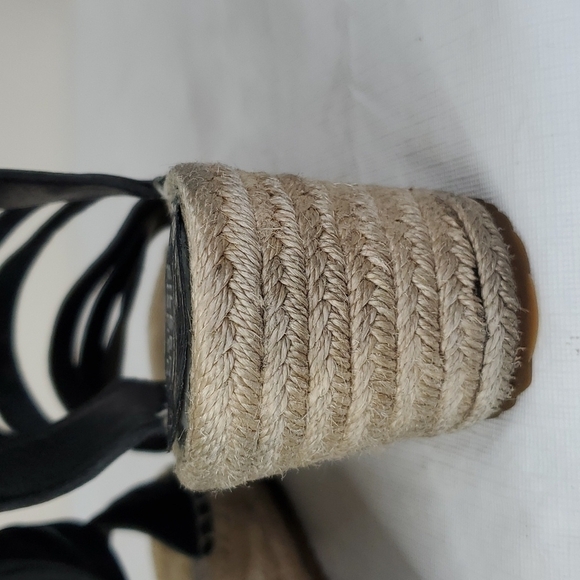 Eileen Fisher Largo Black Suede Espadrille Wedge Sandals size 8.5 - Picture 13 of 14